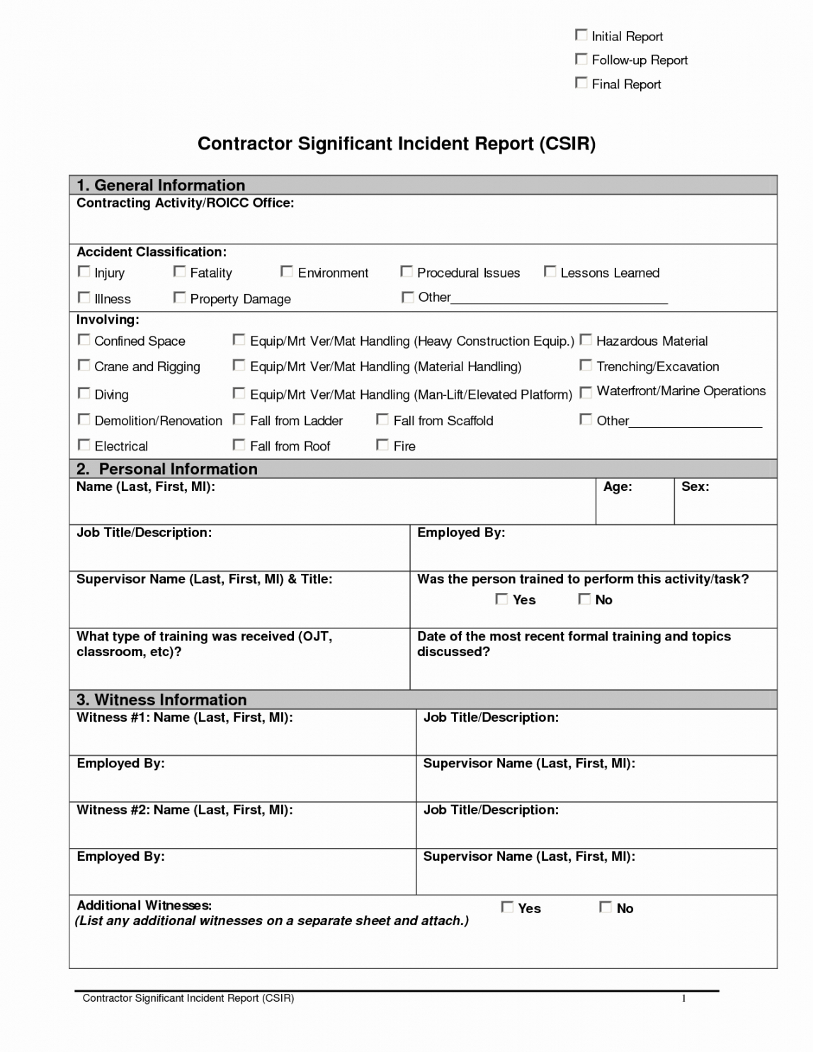 Editable Accident Estigation Form Template Uk Report Format Inside Incident Report Form Template Doc
