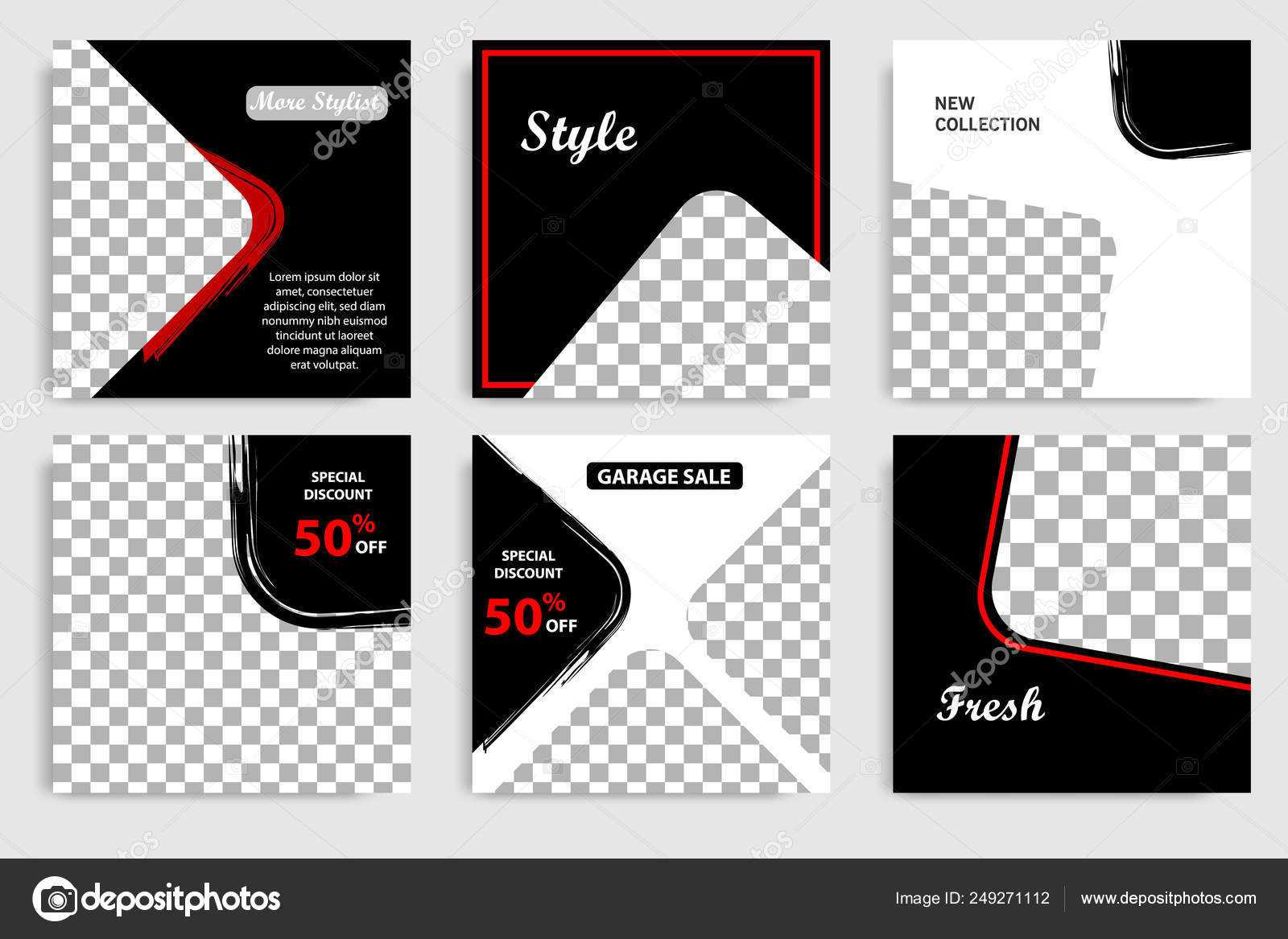 Editable Minimal Square Banner Template Black White Throughout College Banner Template