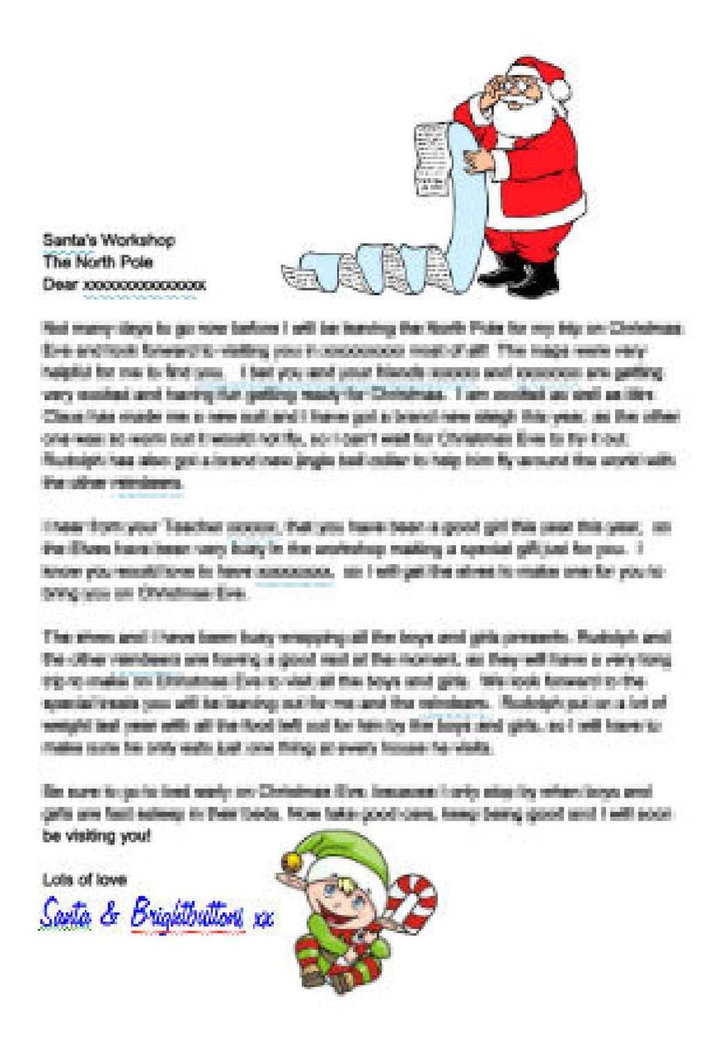 Editable Personalised Letter From Santa And Elf Studio And Word Doc Format  – Commercial Use With Santa Letter Template Word