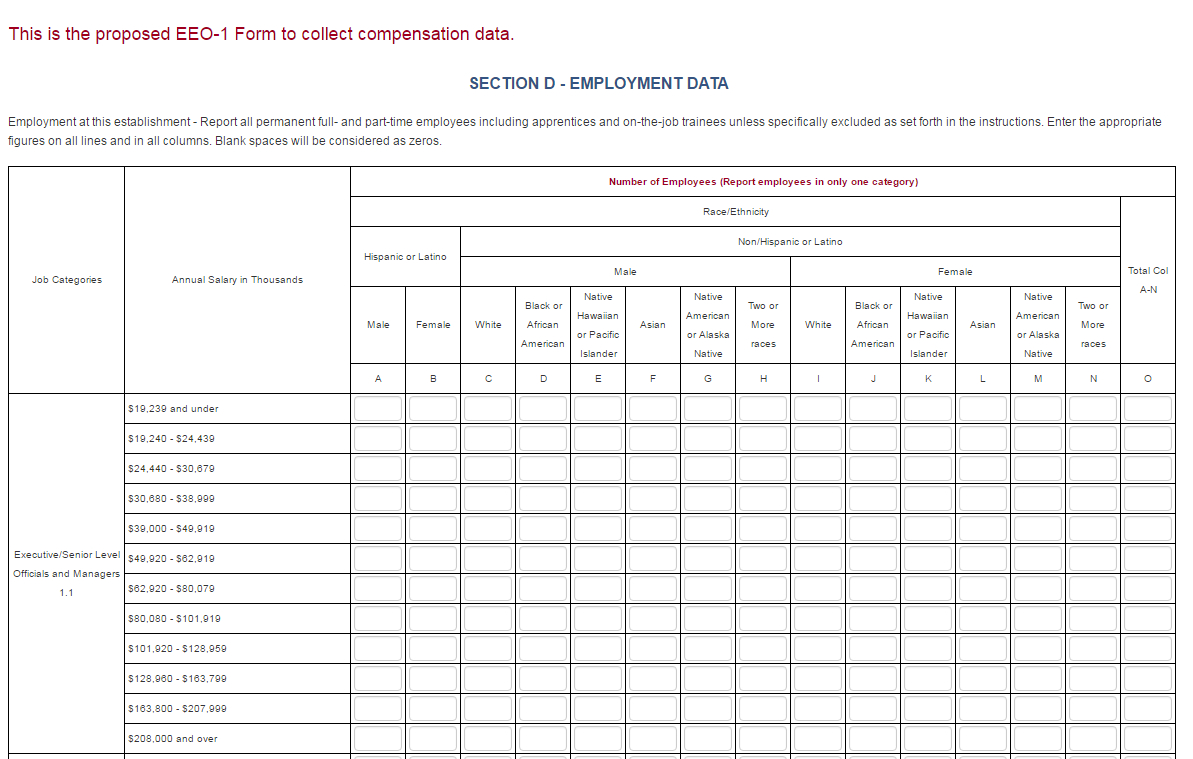 Eeo1 Report New Categories Intended For Eeo 1 Report Template