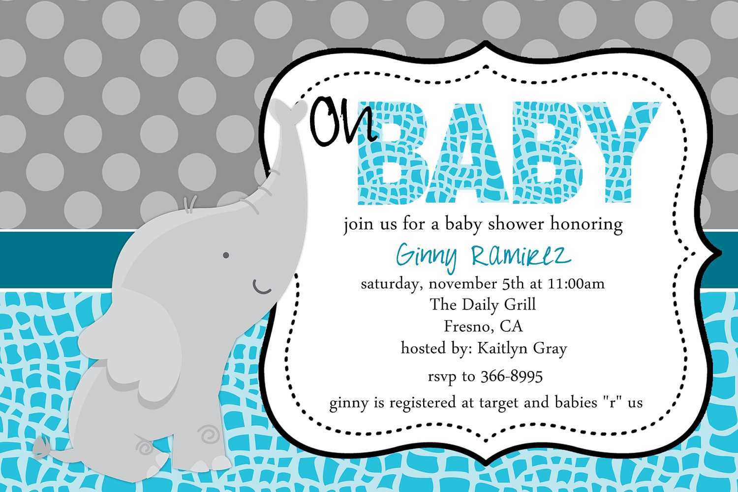 Elephant Baby Shower Invitation Templates Inside Free Baby Shower Invitation Templates Microsoft Word
