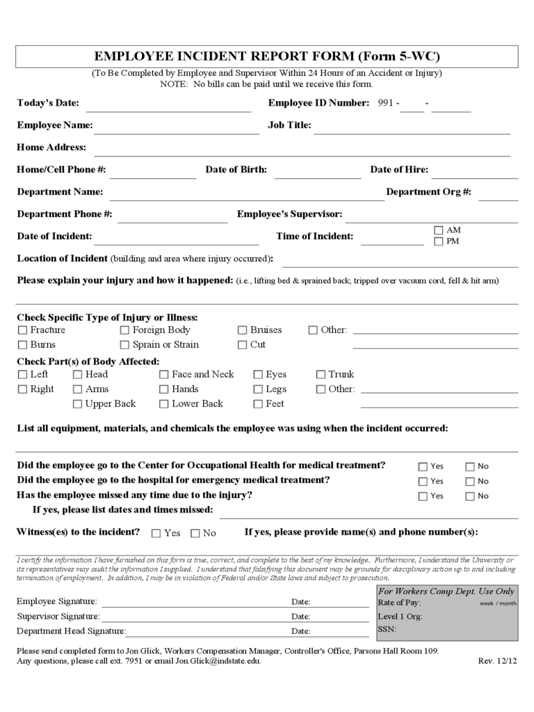 Employee Incident Report – 4 Free Templates In Pdf, Word With Employee Incident Report Templates