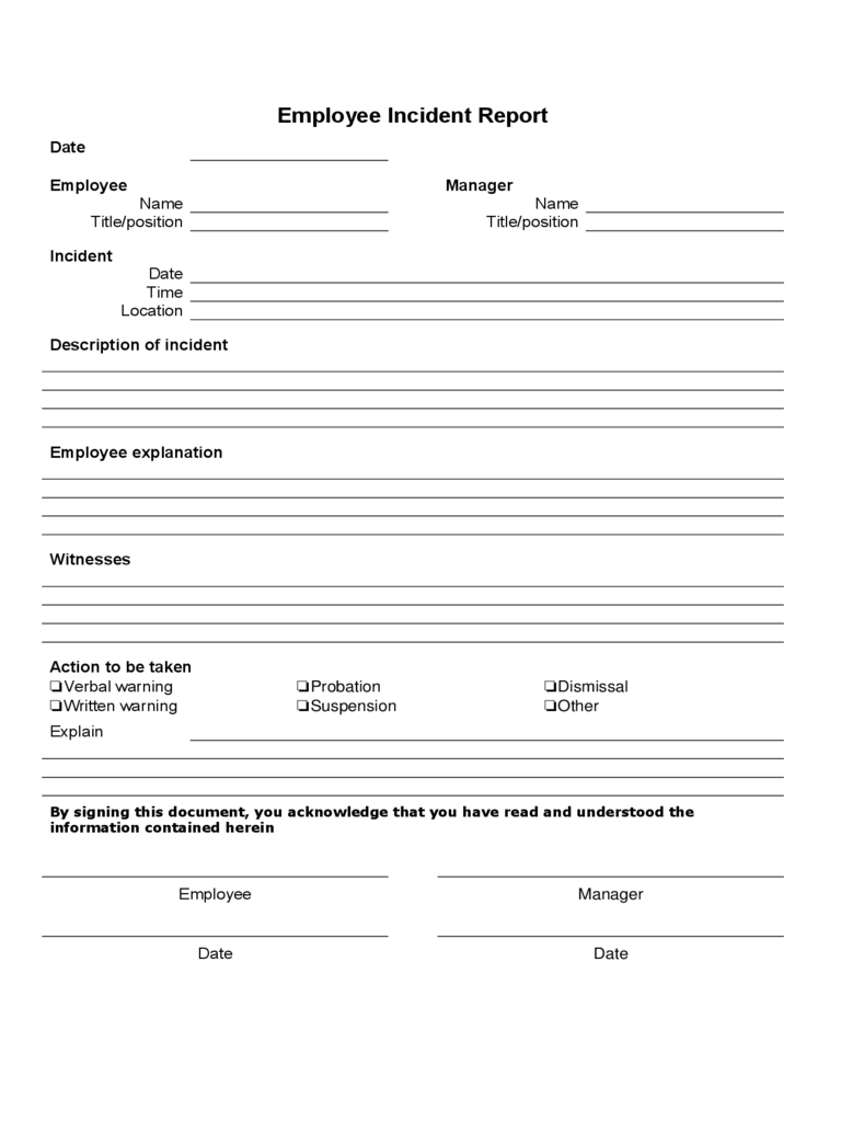 Employee Incident Report Template Free – Calep.midnightpig.co In Employee Incident Report Templates