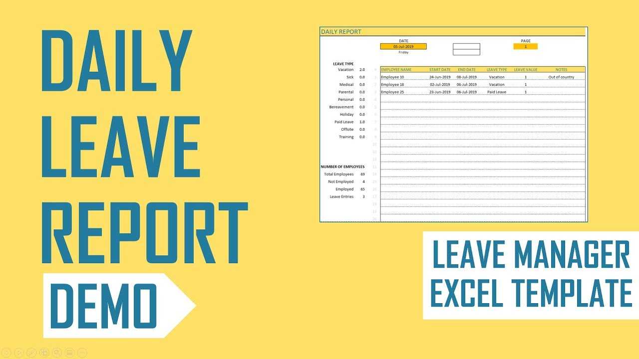 Employee Leave Manager Excel Template – Daily Report Throughout Employee Daily Report Template