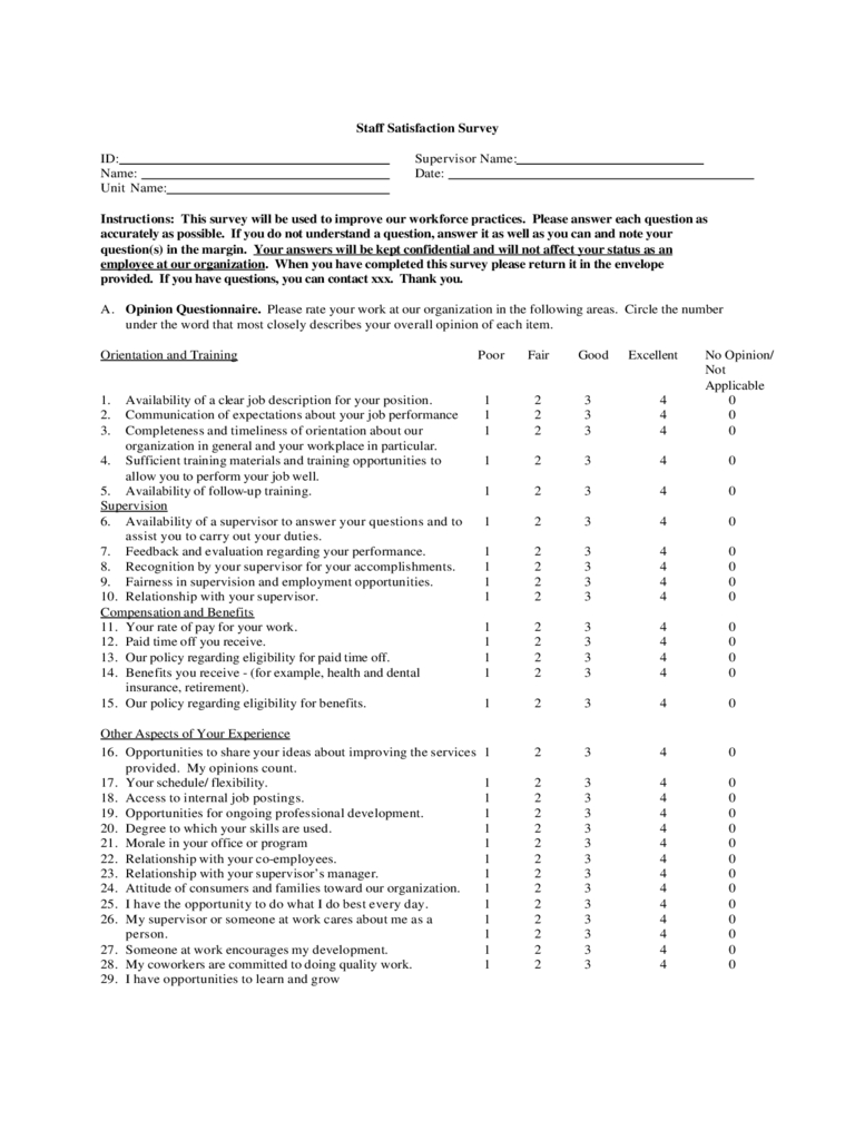 Employee Satisfaction Survey - 2 Free Templates In Pdf, Word For Employee Satisfaction Survey Template Word