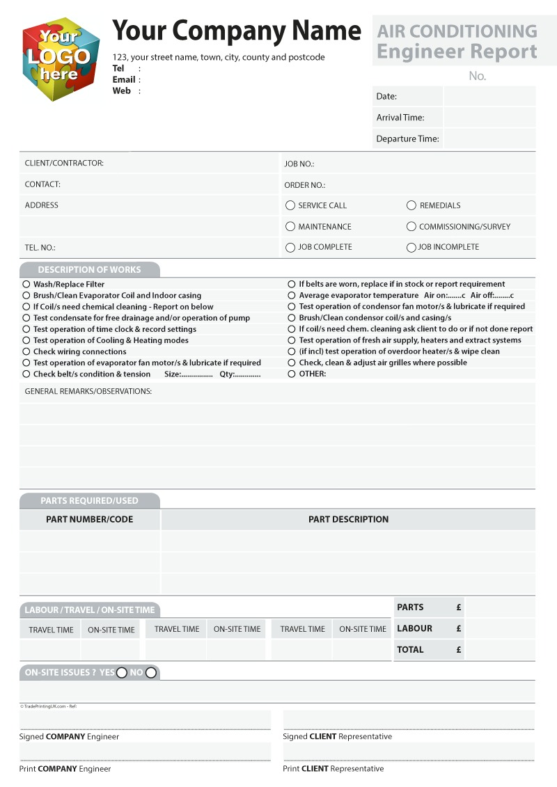 Engineer Report Templates For Carbonless Ncr Print From £40 Intended For Drainage Report Template