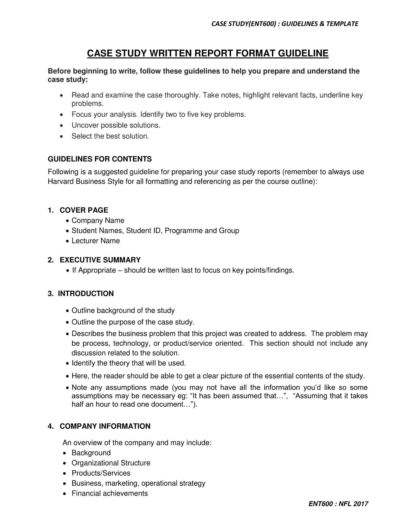 Ent600 Case Study Guidelines & Template Pages 1 – 5 – Text Intended For Report Content Page Template
