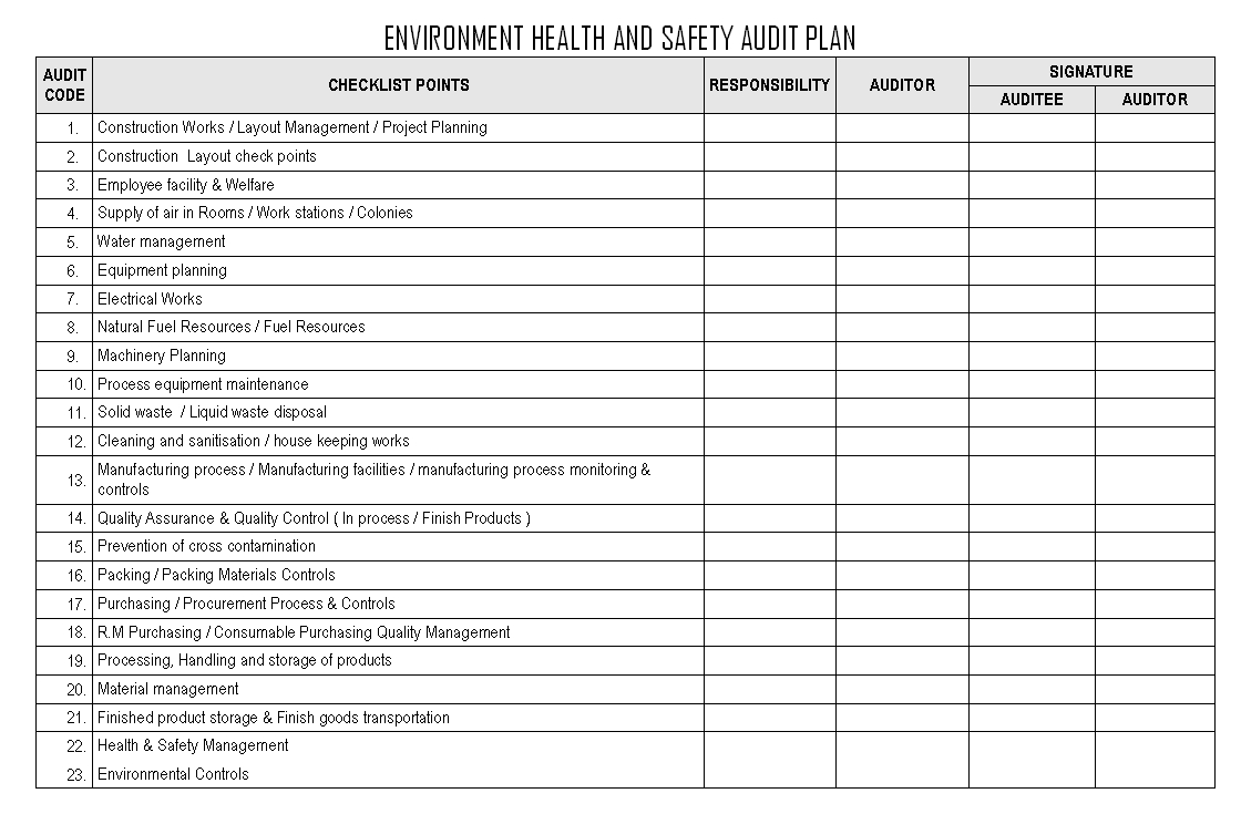 Environment Health And Safety Audit Plan – Inside Annual Health And Safety Report Template