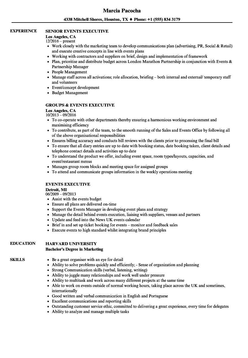Events Executive Resume Samples | Velvet Jobs Pertaining To Event Debrief Report Template
