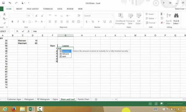 Excel Creating A Stem And Leaf Plot pertaining to Blank Stem And Leaf Plot Template
