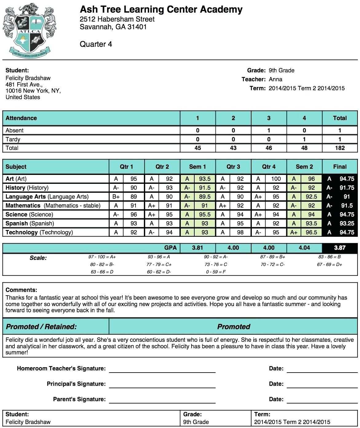 Excel Report Card Template – Harryatkins Regarding High School Student Report Card Template