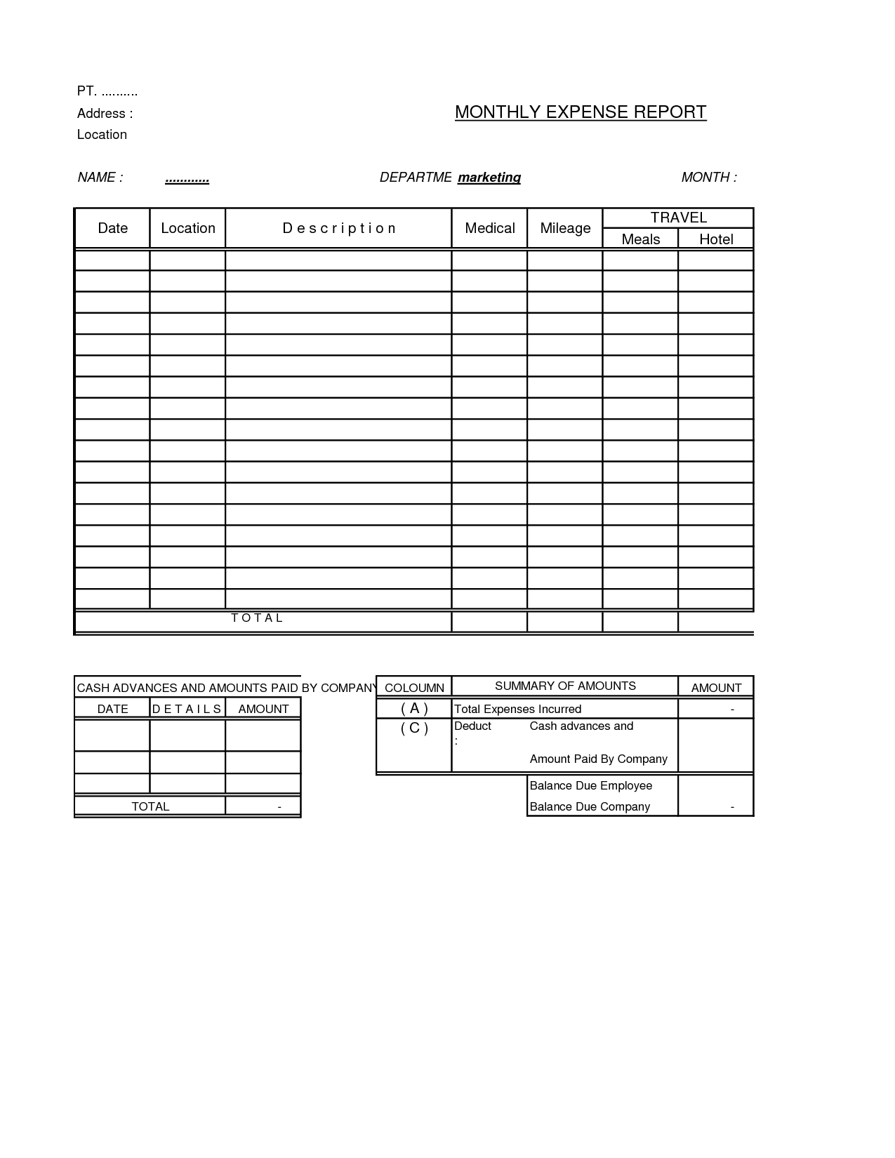 Expense Report Form And Samples For Your Inspirations Intended For Daily Expense Report Template