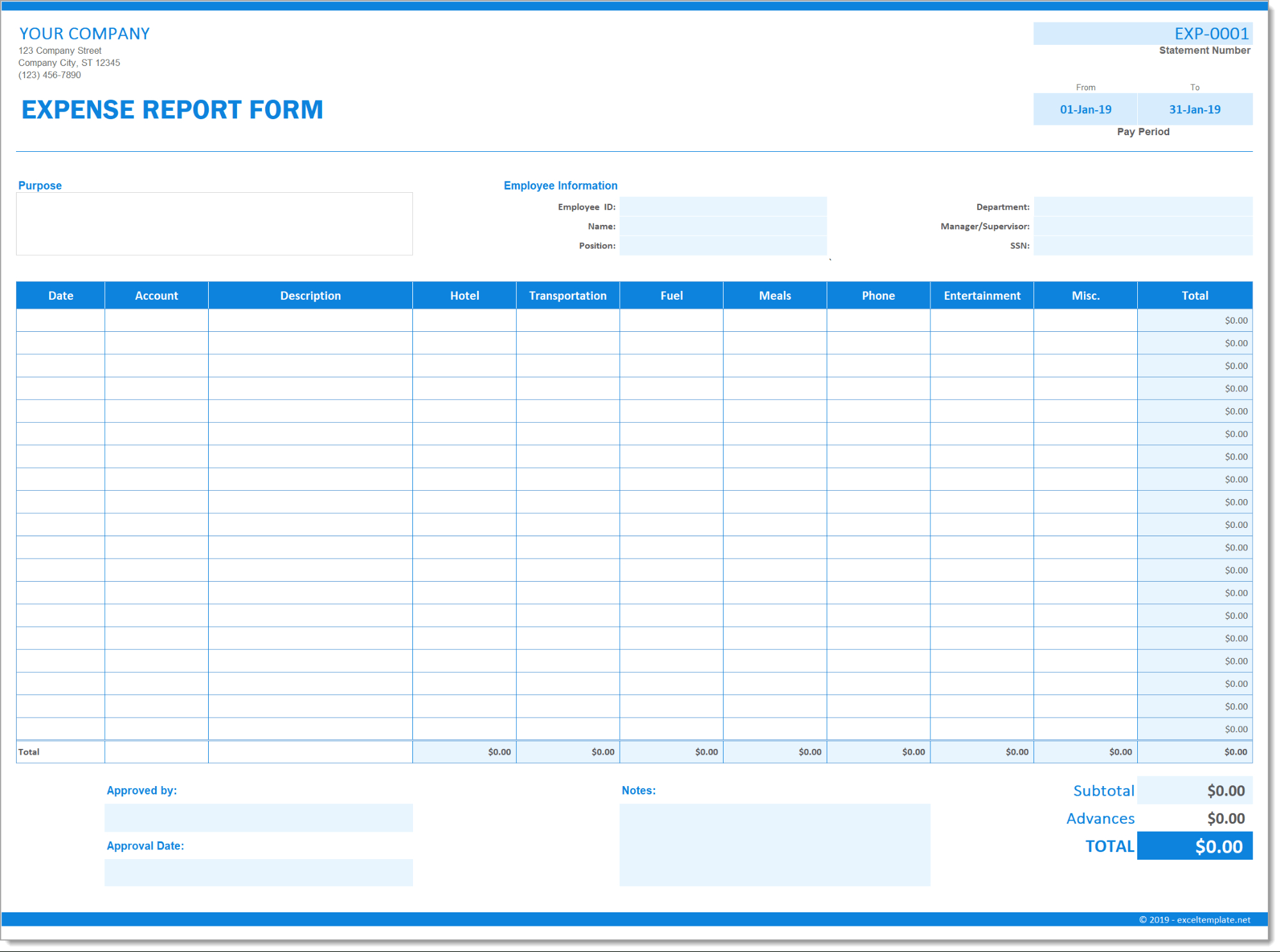 Expense Report Form Regarding Gas Mileage Expense Report Template