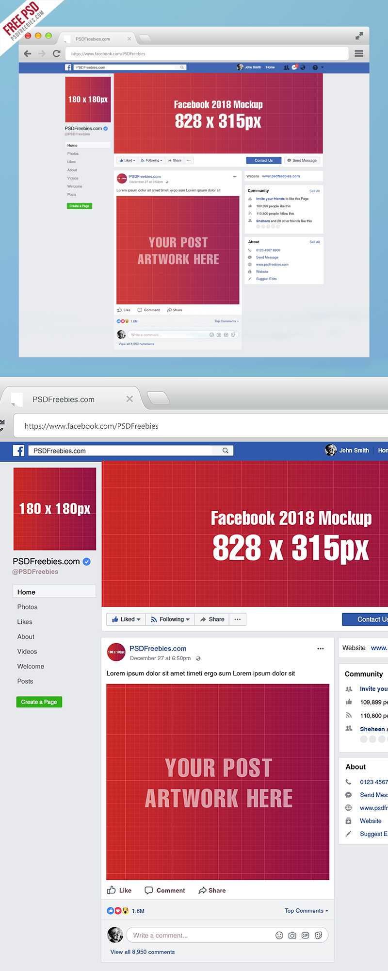 Facebook Page Mockup 2018 Template Psd On Behance Inside Facebook Banner Template Psd