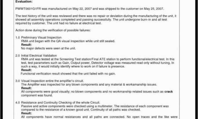 Failure Analysis Report Template throughout Failure Analysis Report Template