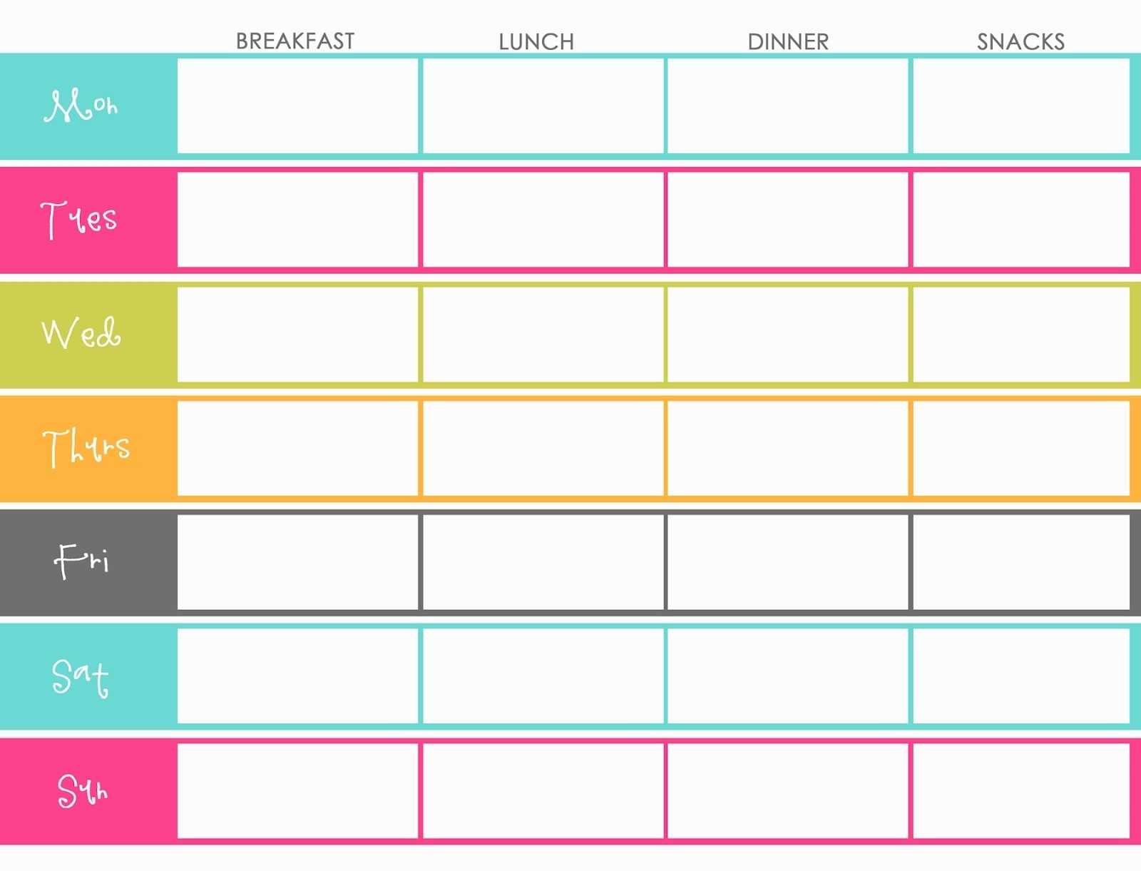 Family Budget Weekly Schedule Template Word Ideas Editable Intended For Meal Plan Template Word
