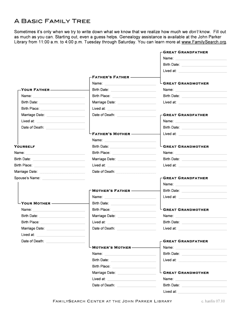 Family Tree Template – Fill Online, Printable, Fillable Intended For Fill In The Blank Family Tree Template