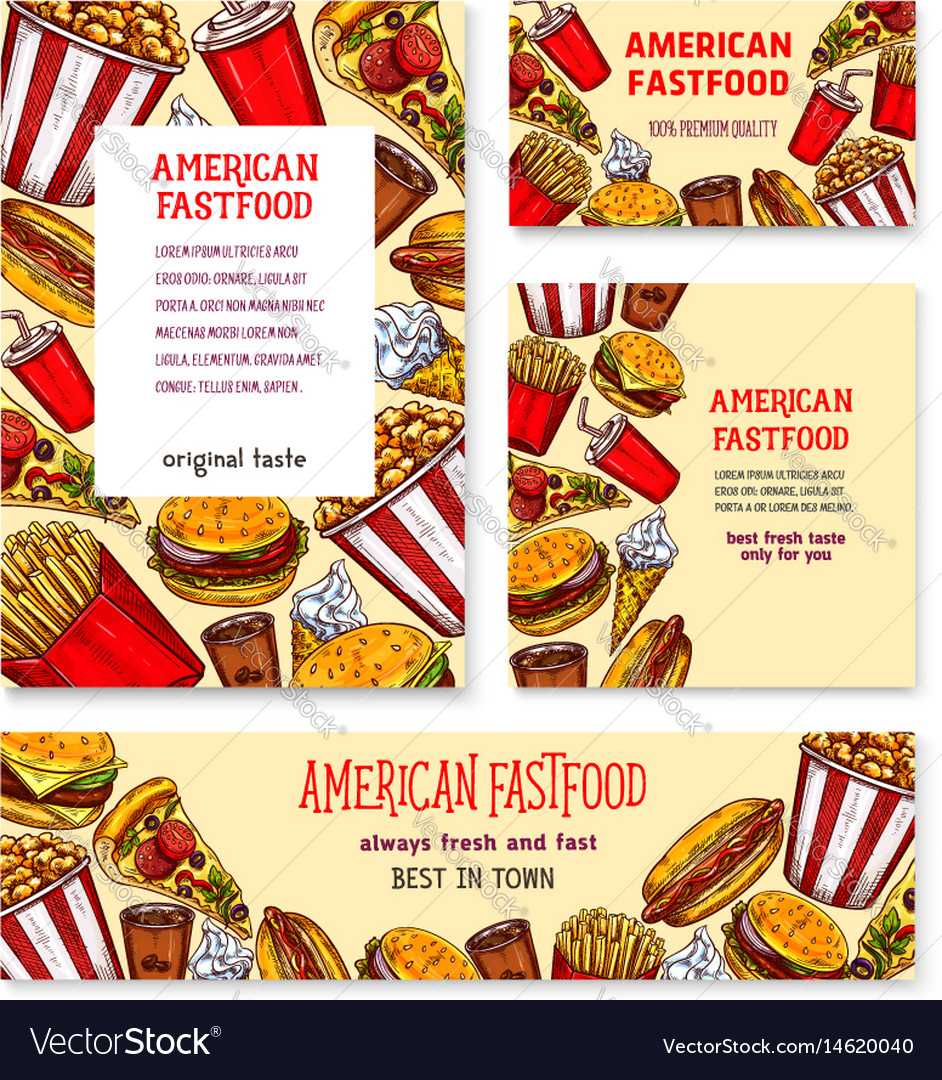 Fast Food American Restaurant Banner Template Set With Food Banner Template
