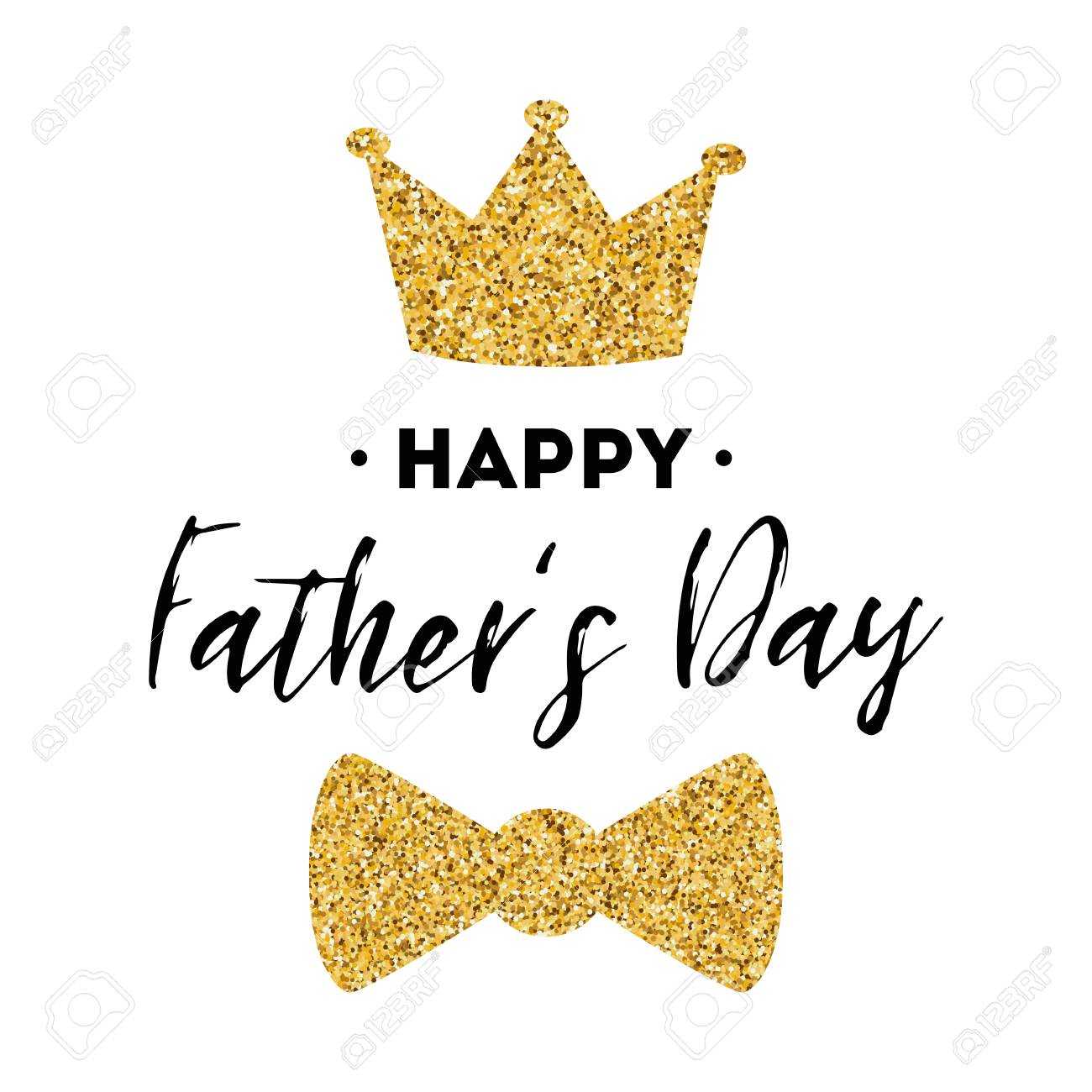 Fathers Day Banner Design With Lettering, Golden Bow Tie Butterfly.. In Tie Banner Template
