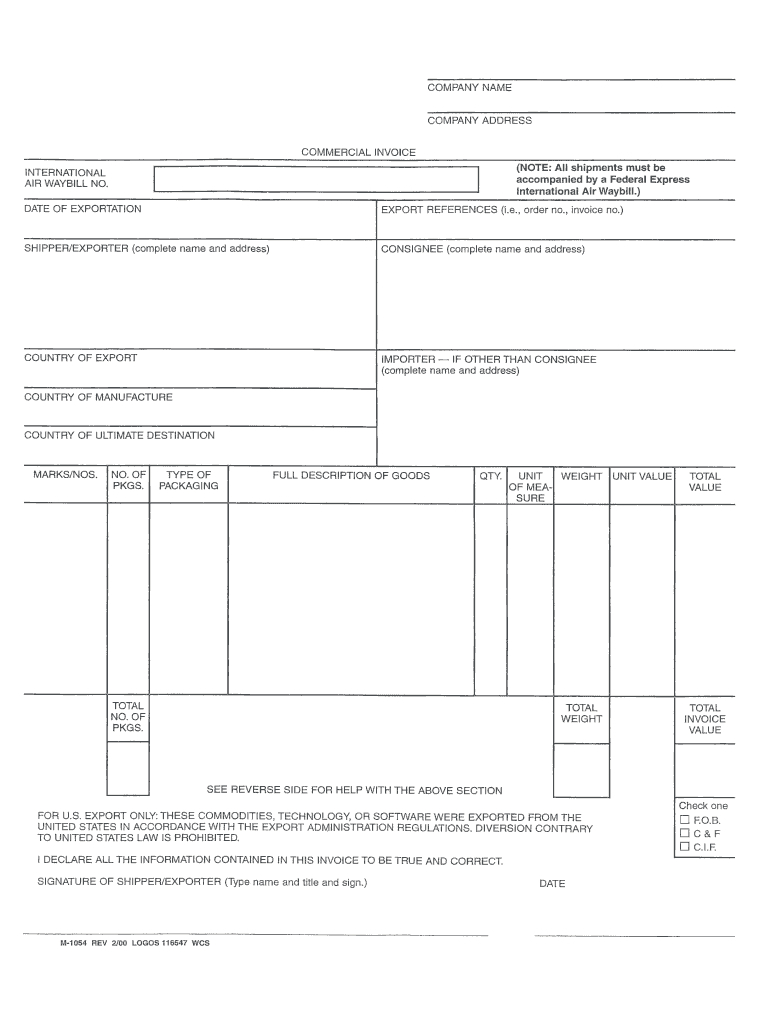 Fedex Commercial Invoice – Fill Online, Printable, Fillable With Commercial Invoice Template Word Doc