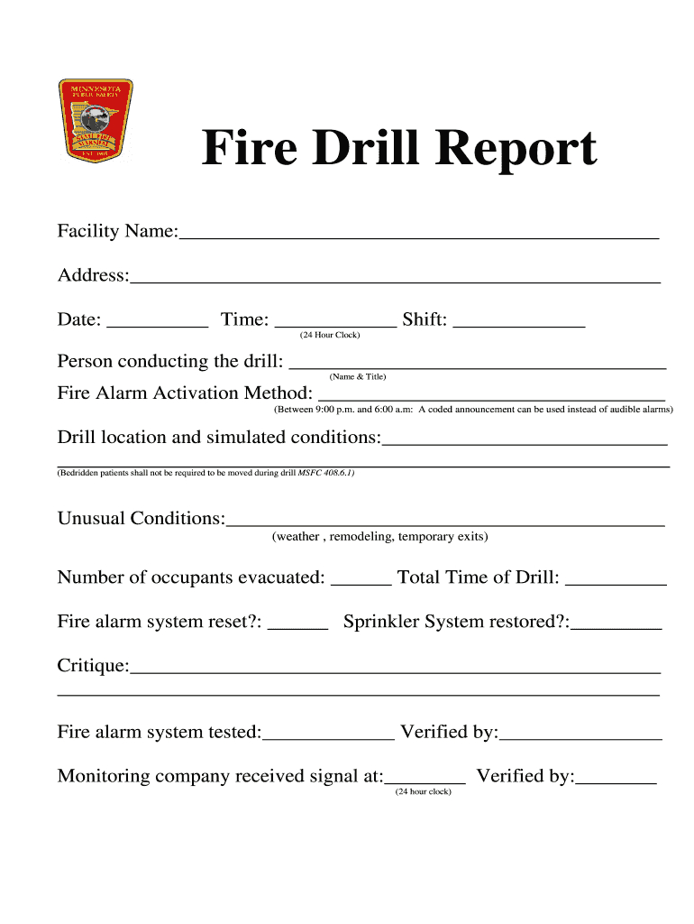 Fire Drill Report Template Uk - Fill Online, Printable Regarding Emergency Drill Report Template