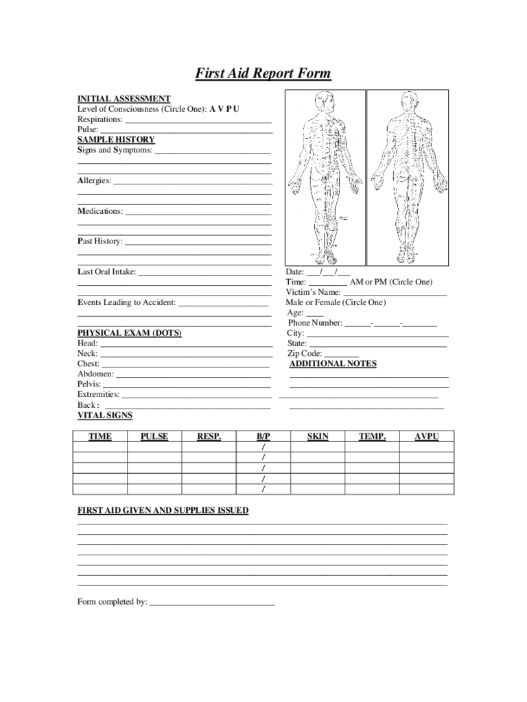 First Aid Report Form – 2 Free Templates In Pdf, Word, Excel Within First Aid Incident Report Form Template