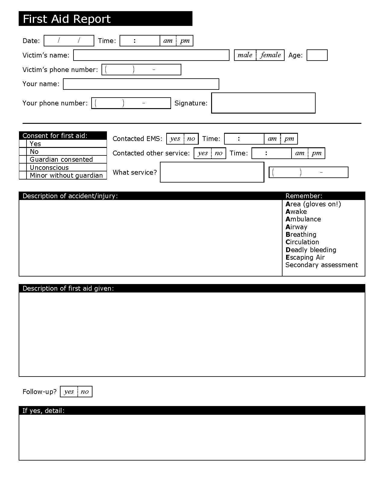 First Aid Report – The Y Guide Pertaining To First Aid Incident Report Form Template