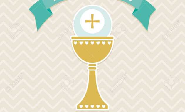 First Holy Communion Card Template In Cream And Aqua With Copy.. throughout First Holy Communion Banner Templates