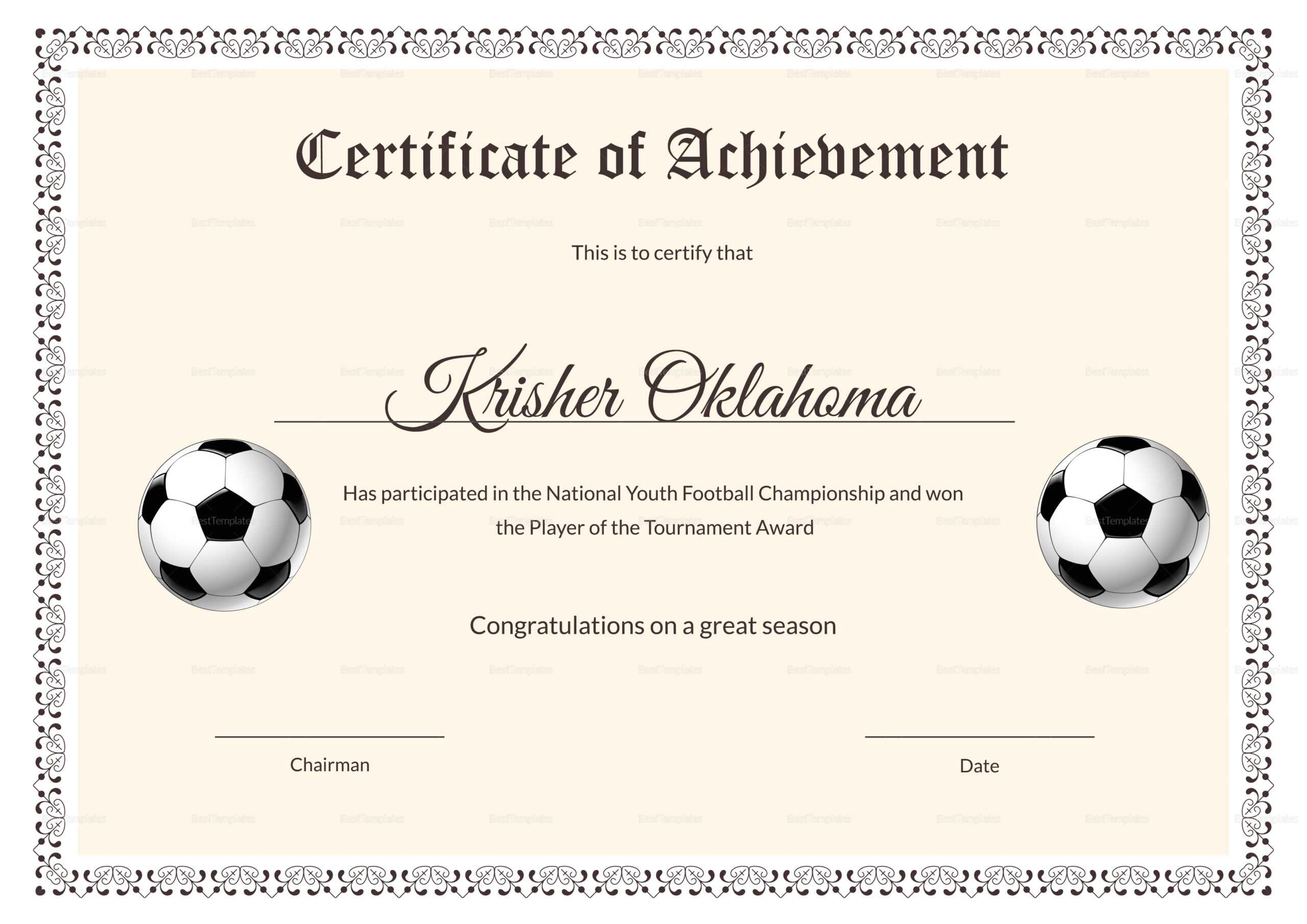 Football Certificates Template – Dalep.midnightpig.co Throughout Soccer Certificate Templates For Word