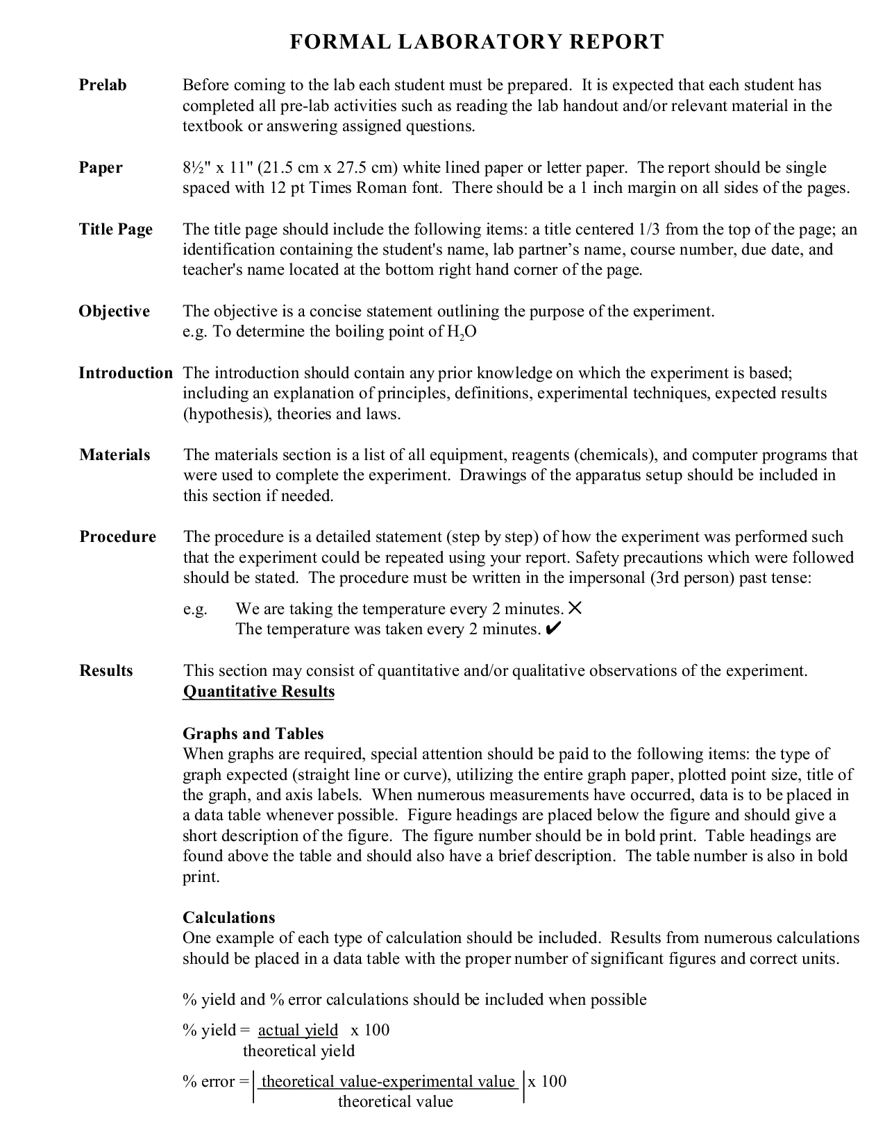 Formal Lab Report Example – Docsity Throughout Chemistry Lab Report Template