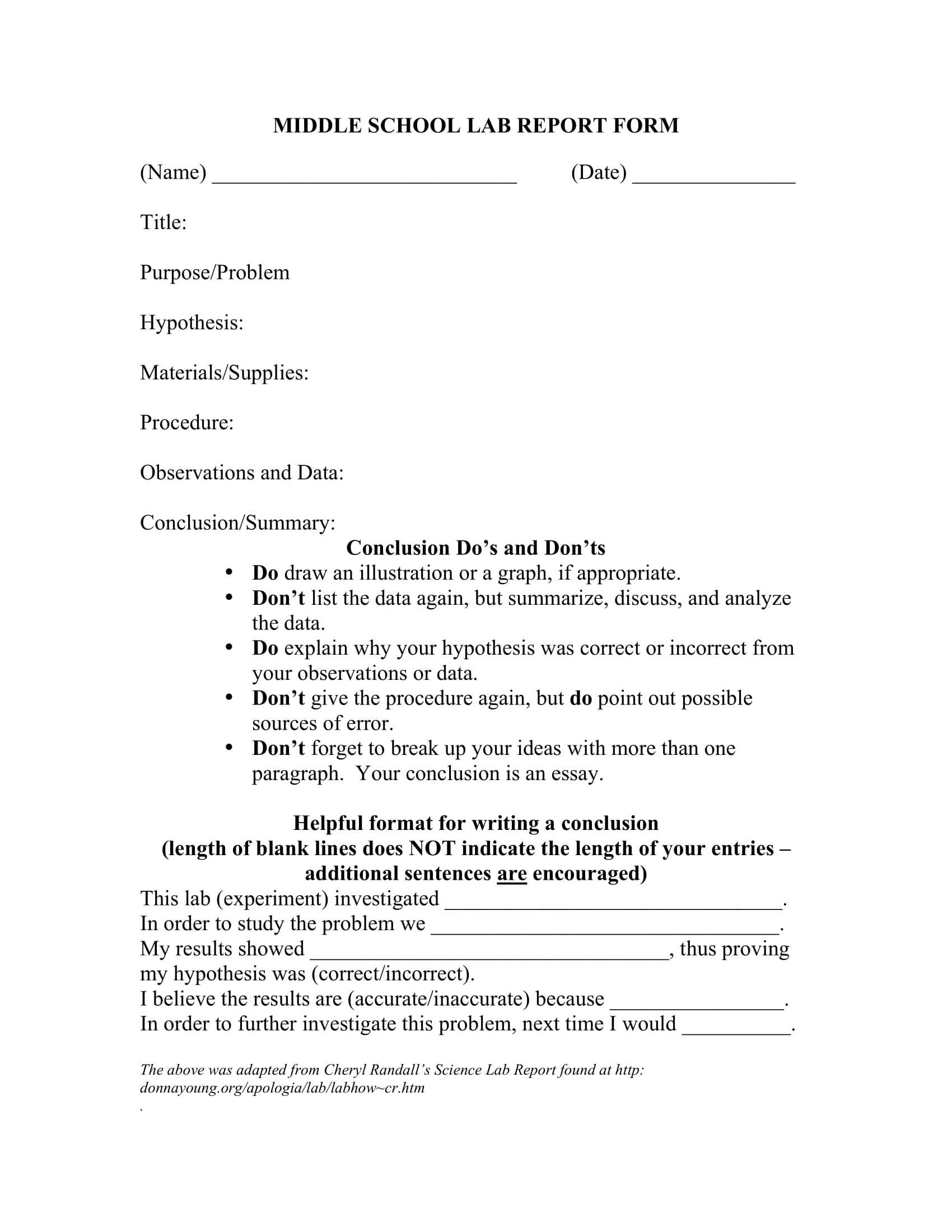 Free 11+ Laboratory Report Forms In Pdf | Ms Word With Regard To Lab Report Template Middle School