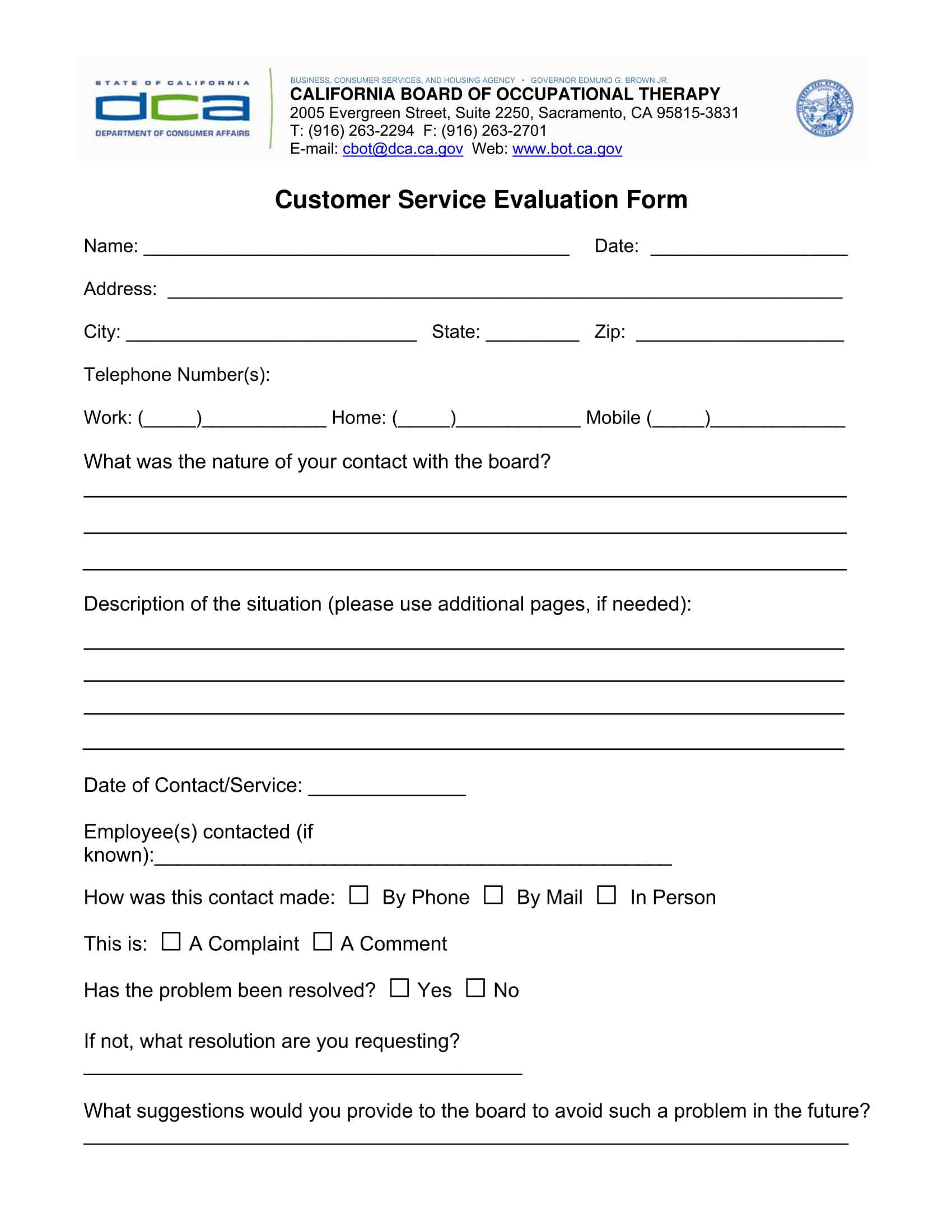 Free 14+ Customer Service Evaluation Forms In Pdf Inside Blank Evaluation Form Template