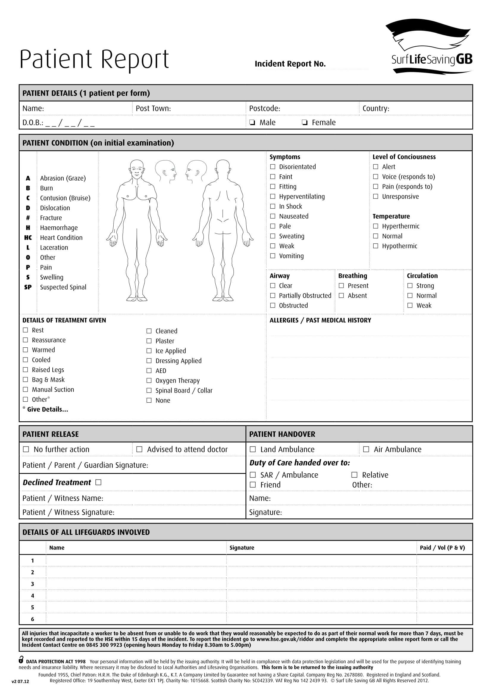 Free 14+ Patient Report Forms In Pdf | Ms Word With Generic Incident Report Template