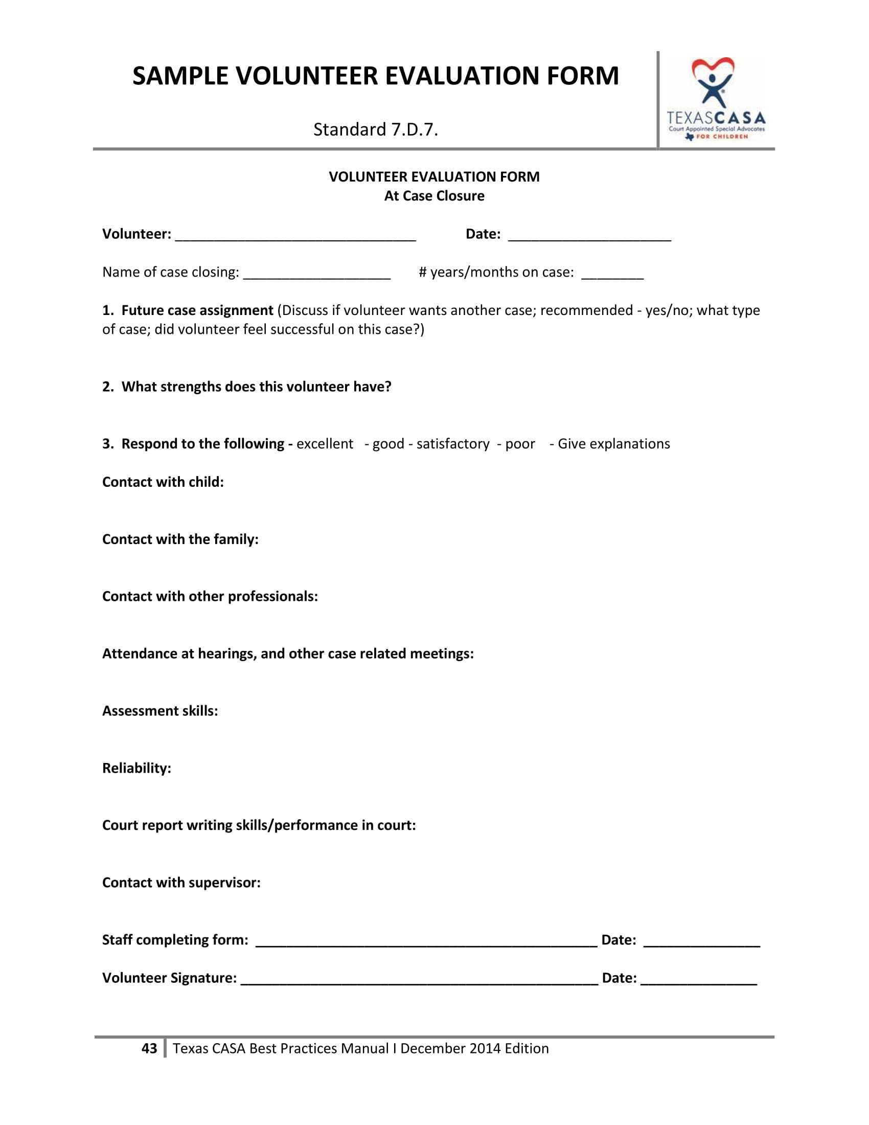 Free 14+ Volunteer Evaluation Forms In Pdf Within Blank Evaluation Form Template