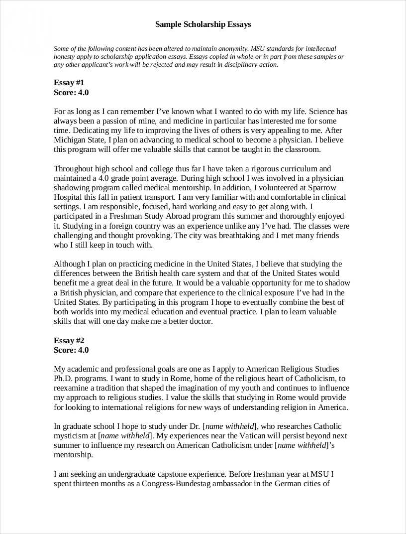 Free 9+ Scholarship Essay Examples In Pdf | Examples Regarding 500 Word Essay Template