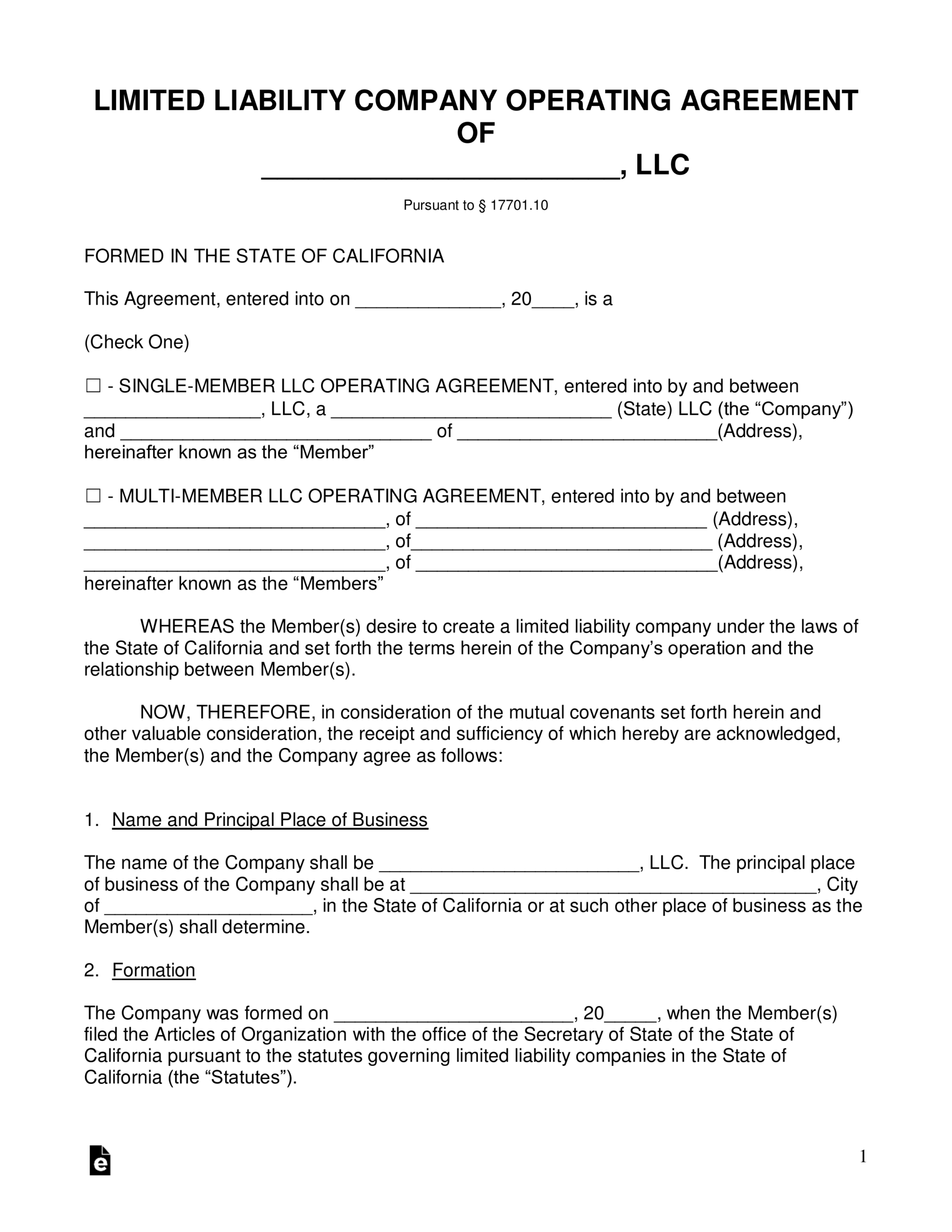 Free California Llc Operating Agreement Templates – Pdf With Regard To Llc Annual Report Template