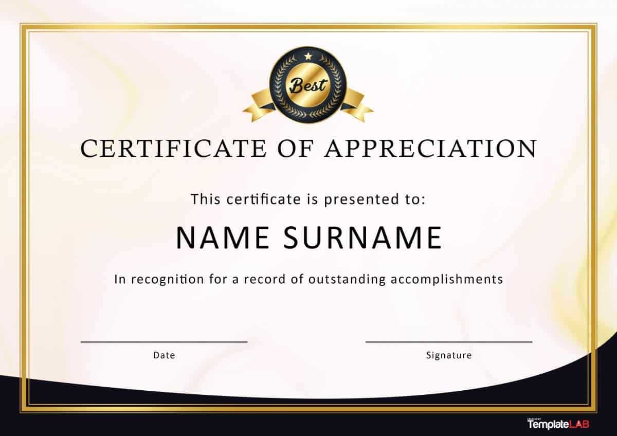 Free Certificate Of Appreciation Templates For Word – Calep With Professional Certificate Templates For Word