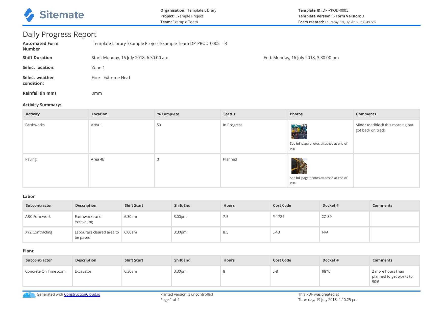 Free Construction Daily Report Template (Better Than Pdf Pertaining To Progress Report Template For Construction Project