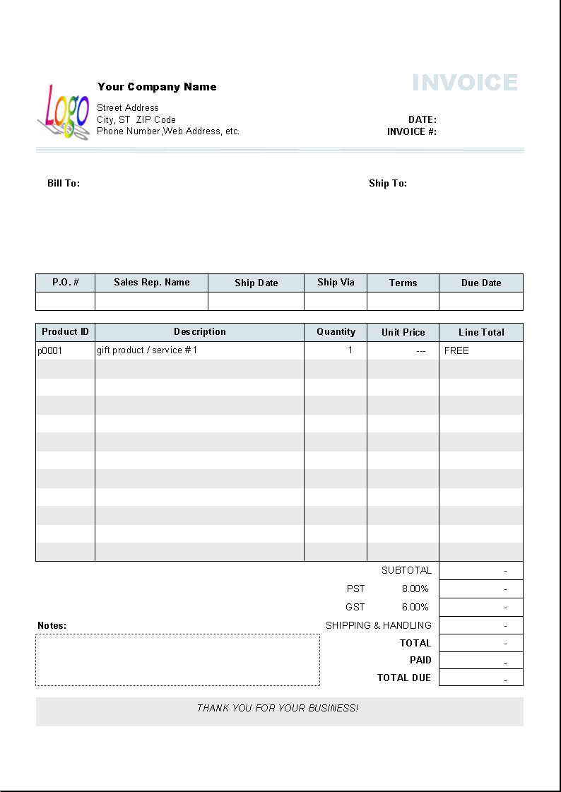 Free Downloadable Invoice Template Word Free Invoice Template Within Free Printable Invoice Template Microsoft Word