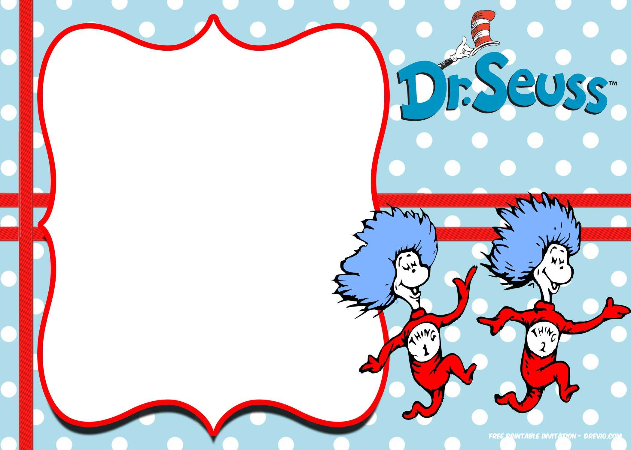 Free Dr.seuss Invitation Templates – Printable – Bagvania Pertaining To Blank Cat In The Hat Template