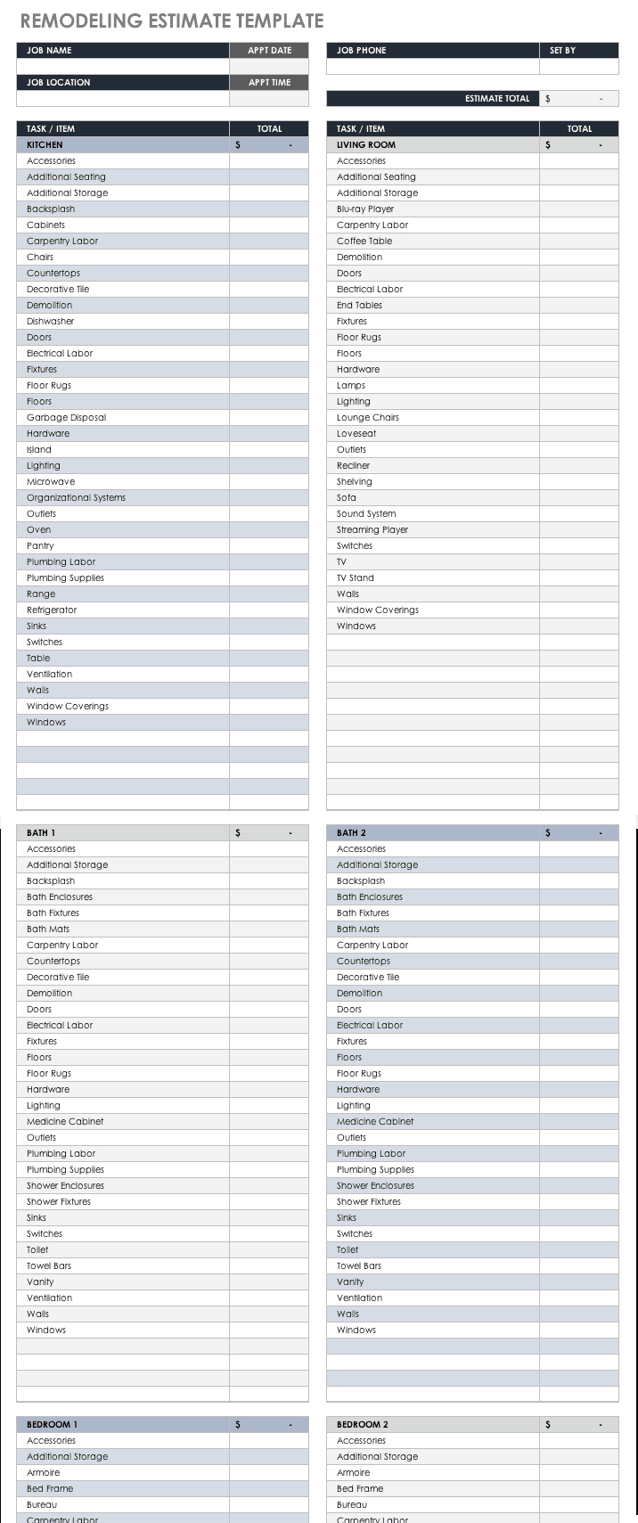 Free Estimate Templates | Smartsheet With Work Estimate Template Word