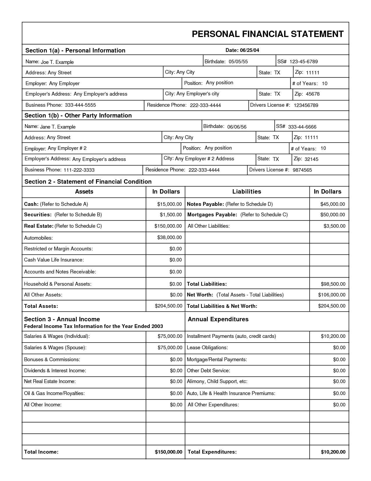 Free Financial Statement Form Download – Dalep.midnightpig.co Inside Blank Personal Financial Statement Template