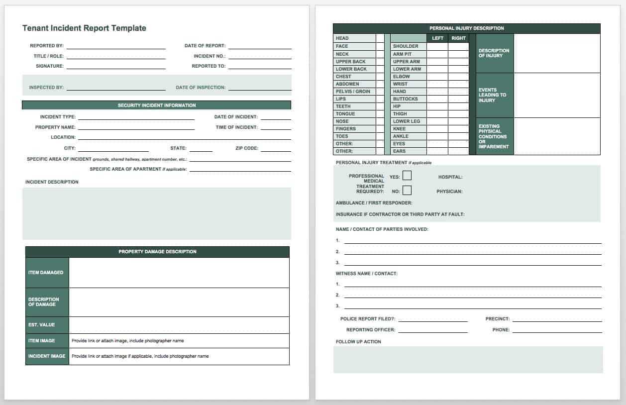 Free Incident Report Templates & Forms | Smartsheet Intended For Injury Report Form Template