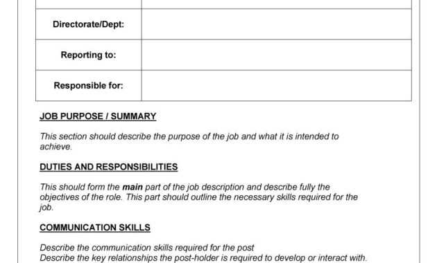 Free Job Descriptions Job Descriptions Writing Template throughout Job Descriptions Template Word