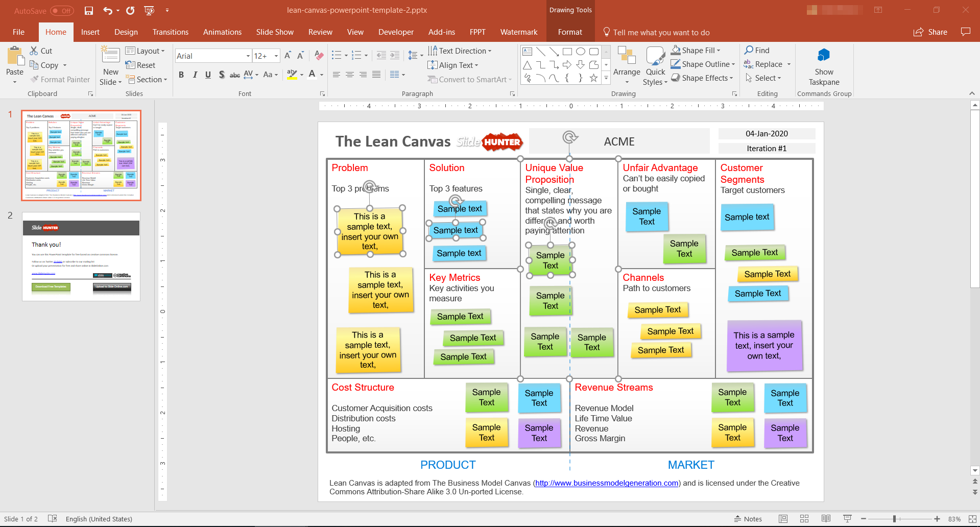 Free Lean Canvas Powerpoint Template – Fppt With Lean Canvas Word Template