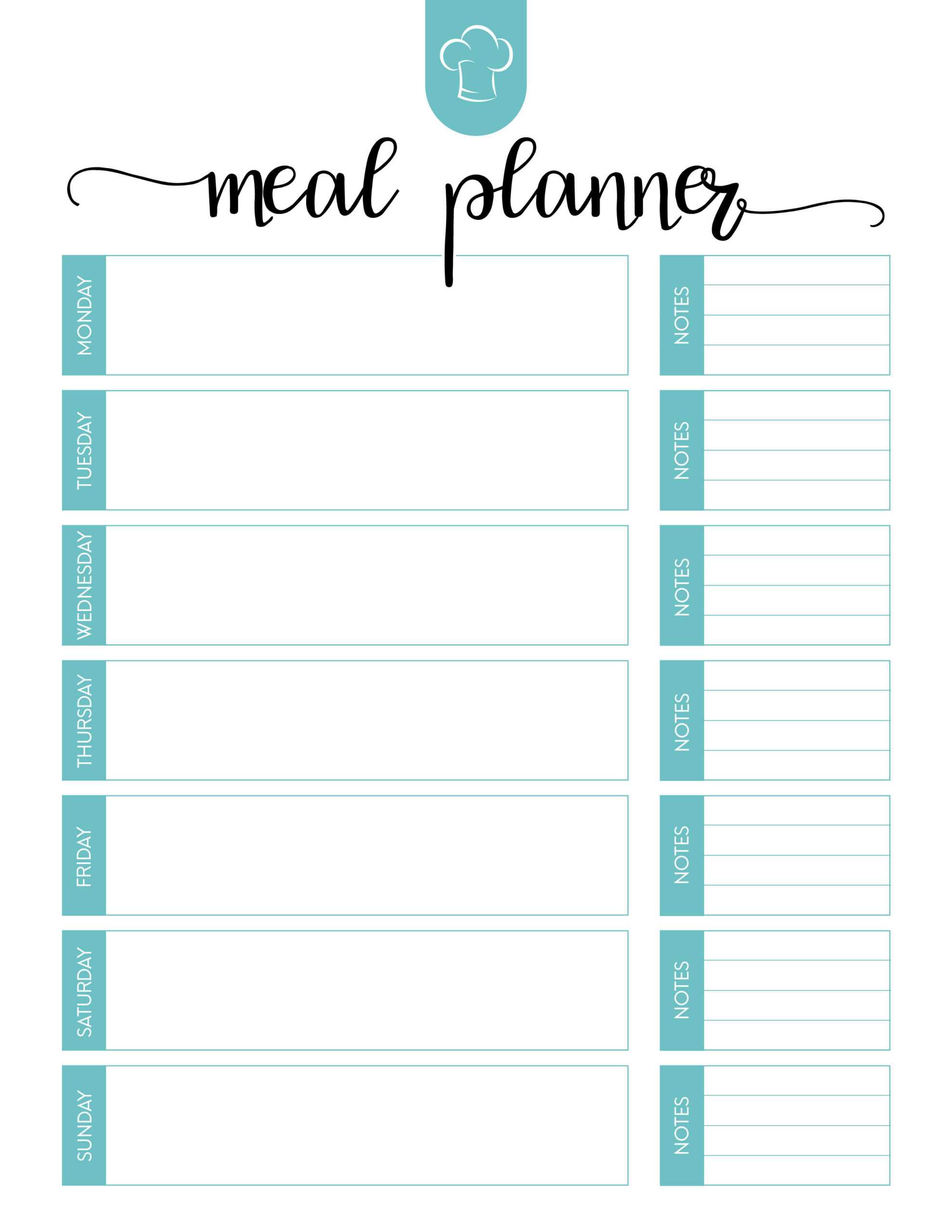 Free Meal Planner Template – Dalep.midnightpig.co For Blank Meal Plan Template
