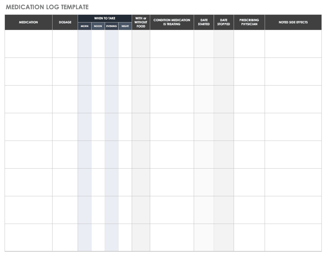 Free Medical Form Templates | Smartsheet Pertaining To Blank Medication List Templates