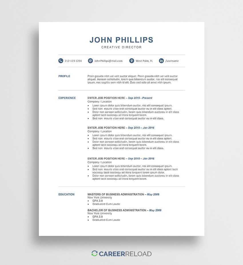 Free Modern Resume Template - John - Career Reload Throughout Free Downloadable Resume Templates For Word