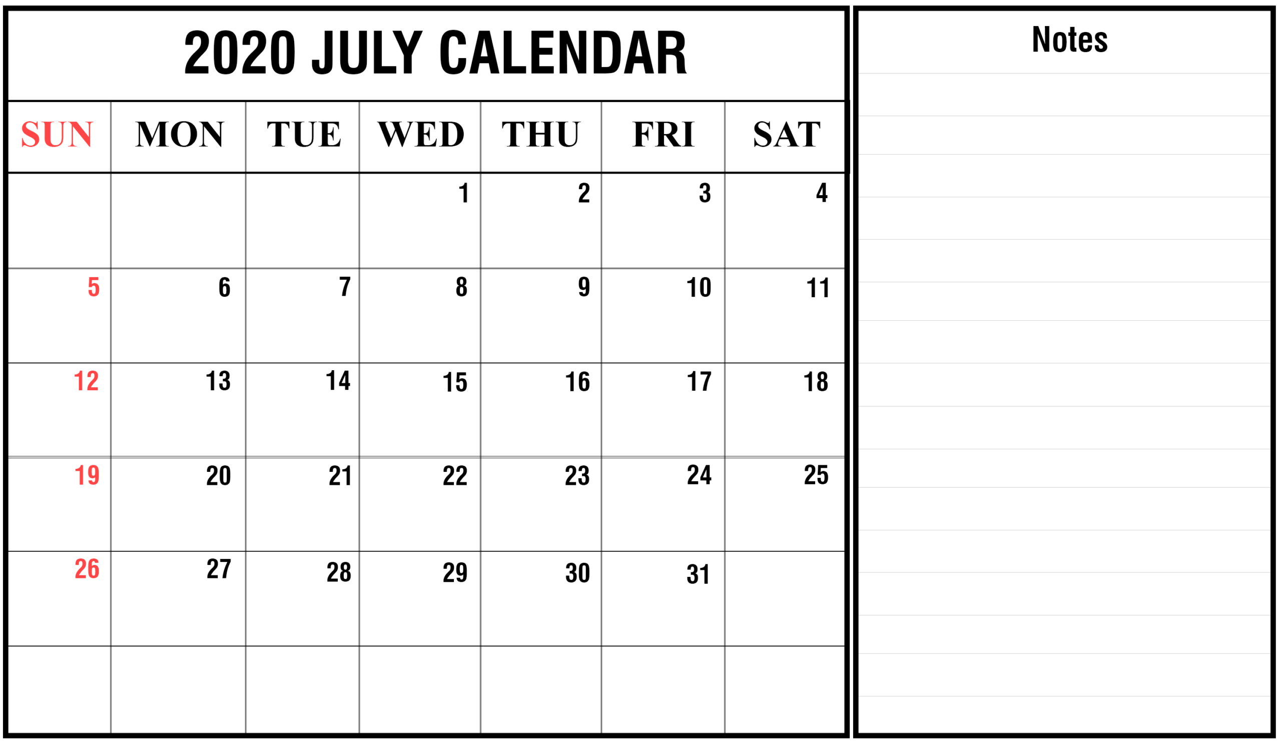 Free Monthly Printable July Calendar 2020 | Blank Printable Pertaining To Blank Activity Calendar Template