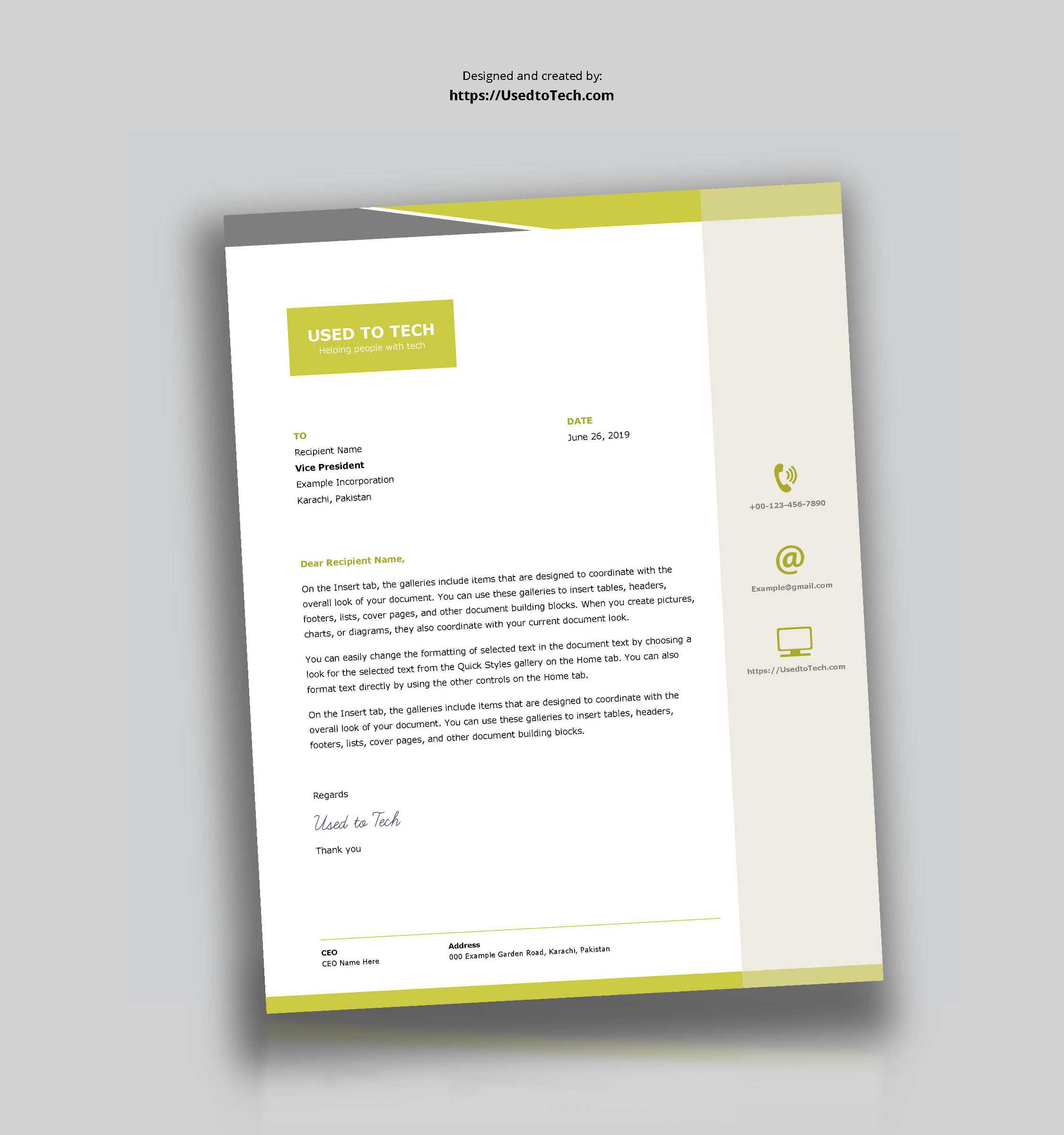 Free Premium Letterhead Design For Word – Used To Tech Regarding How To Create A Letterhead Template In Word